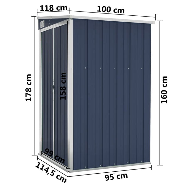Wall Mounted Garden Shed Anthracite 118X100x178 Cm Steel Sheds Summerhouses Carports