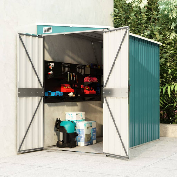 Wall Mounted Garden Shed Green 118X194x178 Cm Galvanised Steel Sheds Summerhouses Carports