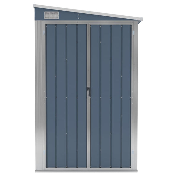 Wall Mounted Garden Shed Grey 118X194x178 Cm Galvanised Steel Sheds Summerhouses Carports