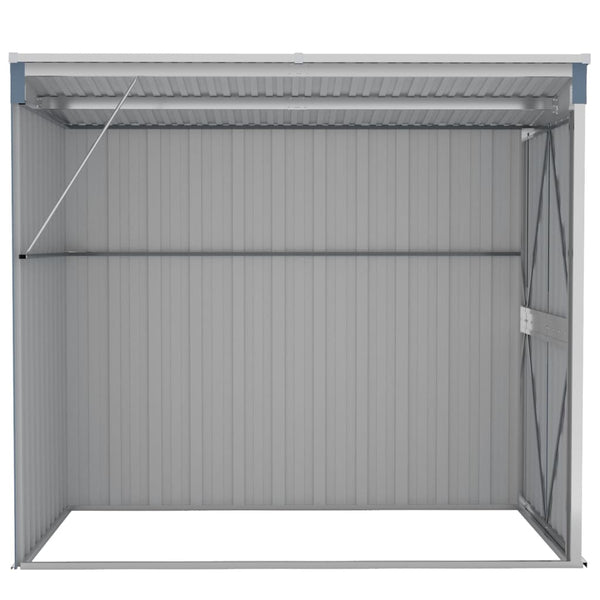 Wall Mounted Garden Shed Grey 118X194x178 Cm Galvanised Steel Sheds Summerhouses Carports