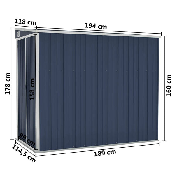 Wall Mounted Garden Shed Anthracite 118X194x178 Cm Steel Sheds Summerhouses Carports
