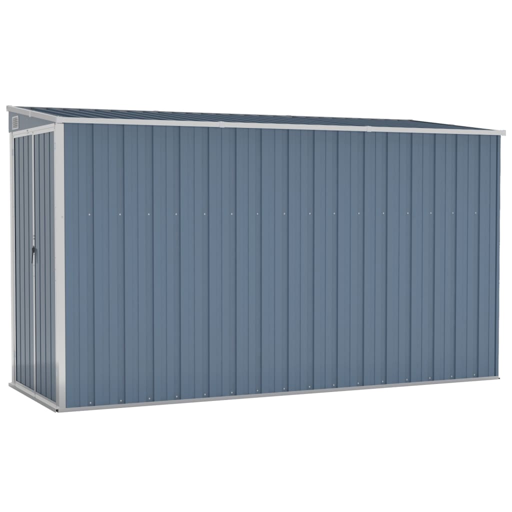 Wall Mounted Garden Shed Grey 118X288x178 Cm Galvanised Steel Sheds Summerhouses Carports