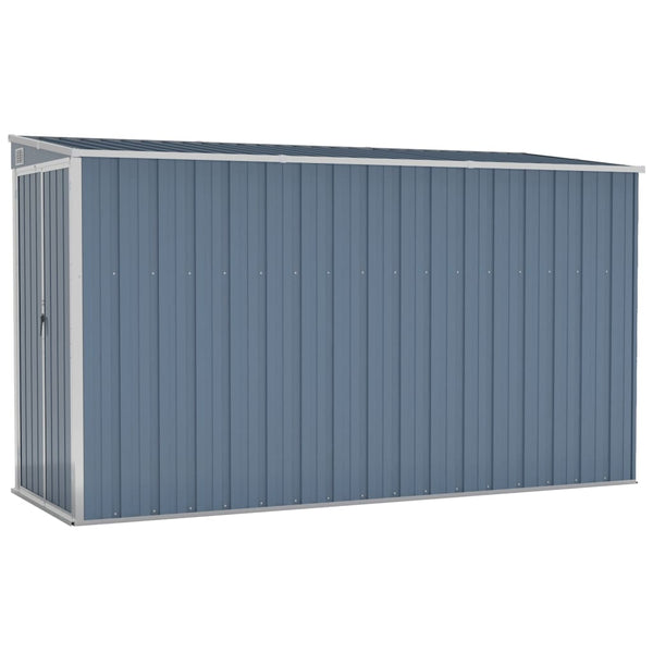 Wall Mounted Garden Shed Grey 118X288x178 Cm Galvanised Steel Sheds Summerhouses Carports
