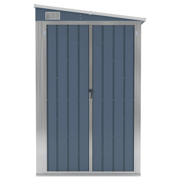 Wall Mounted Garden Shed Grey 118X288x178 Cm Galvanised Steel Sheds Summerhouses Carports