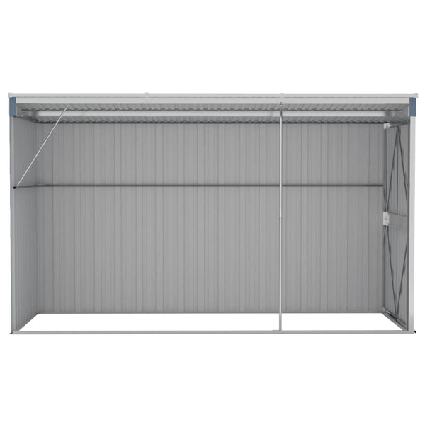 Wall Mounted Garden Shed Grey 118X288x178 Cm Galvanised Steel Sheds Summerhouses Carports