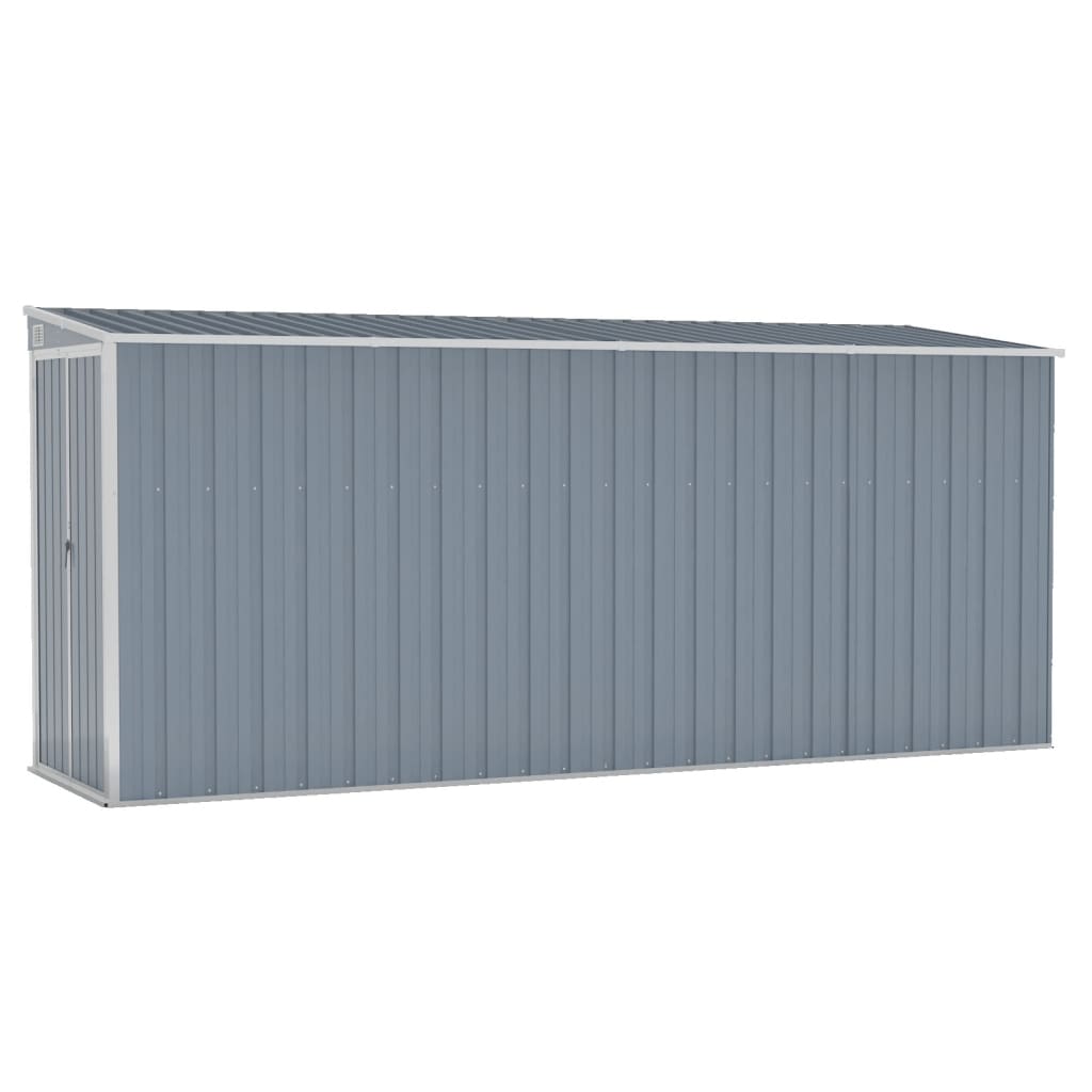 Wall Mounted Garden Shed Grey 118X382x178 Cm Galvanised Steel Sheds Summerhouses Carports