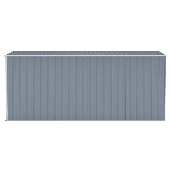 Wall Mounted Garden Shed Grey 118X382x178 Cm Galvanised Steel Sheds Summerhouses Carports