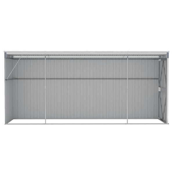 Wall Mounted Garden Shed Grey 118X382x178 Cm Galvanised Steel Sheds Summerhouses Carports