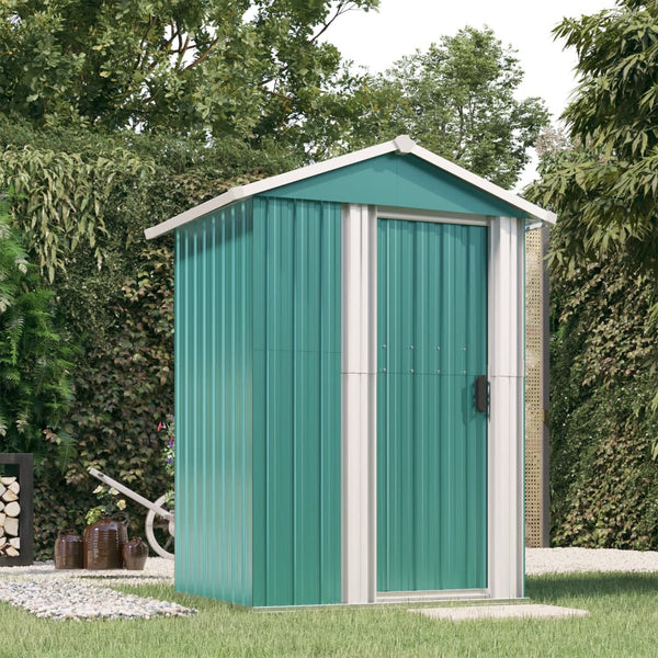 Garden Shed Green 126X97.5X177 Cm Galvanised Steel Sheds Summerhouses Carports