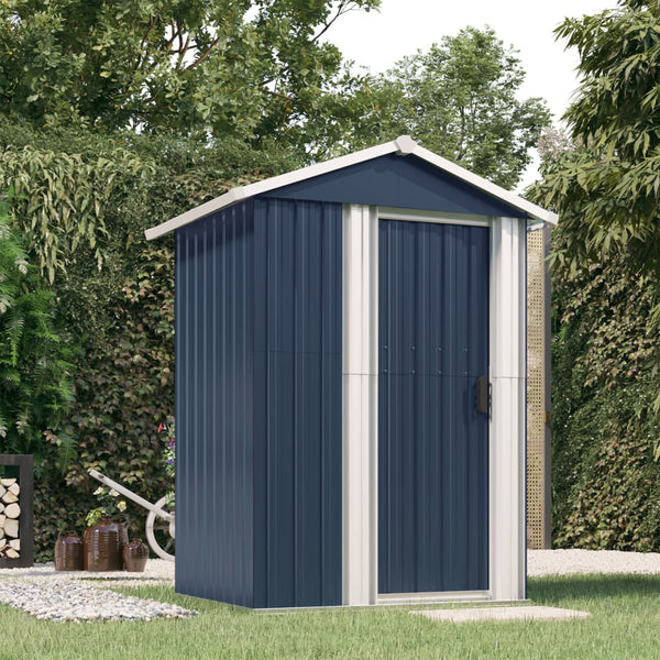 Garden Shed Anthracite 126X97.5X177 Cm Galvanised Steel Sheds Summerhouses Carports