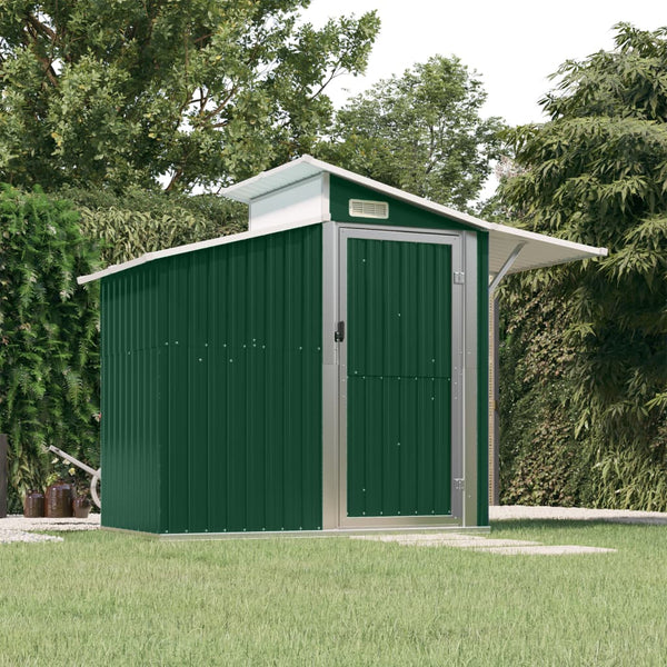 Garden Shed Green 270X130x208.5 Cm Galvanised Steel Sheds Summerhouses Carports
