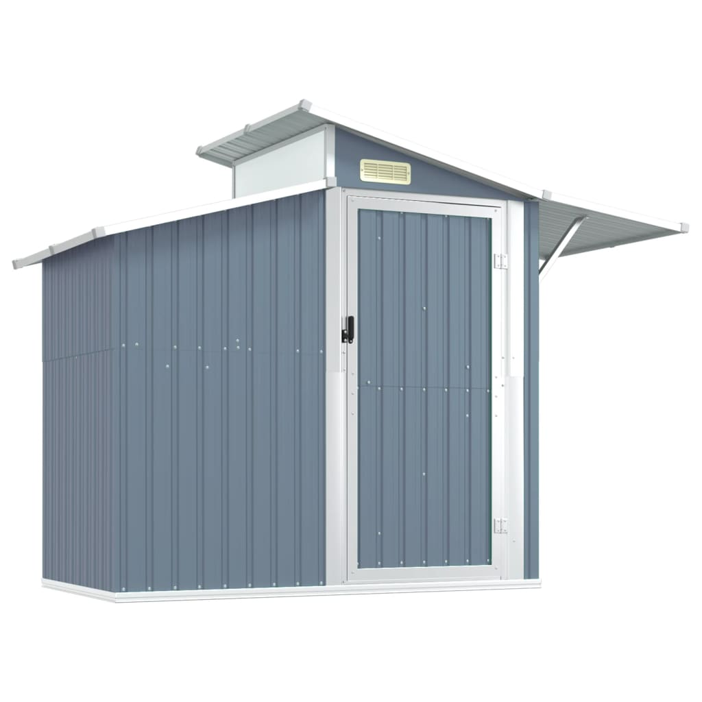 Garden Shed Grey 270X130x208.5 Cm Galvanised Steel Sheds Summerhouses Carports