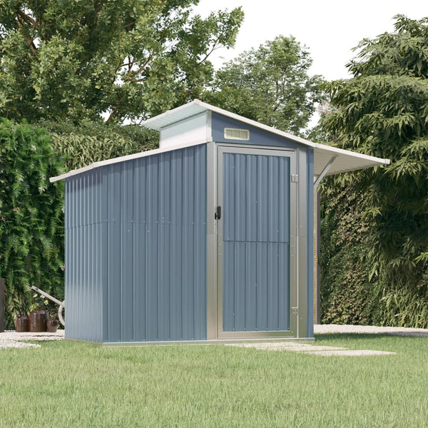 Garden Shed Grey 270X130x208.5 Cm Galvanised Steel Sheds Summerhouses Carports