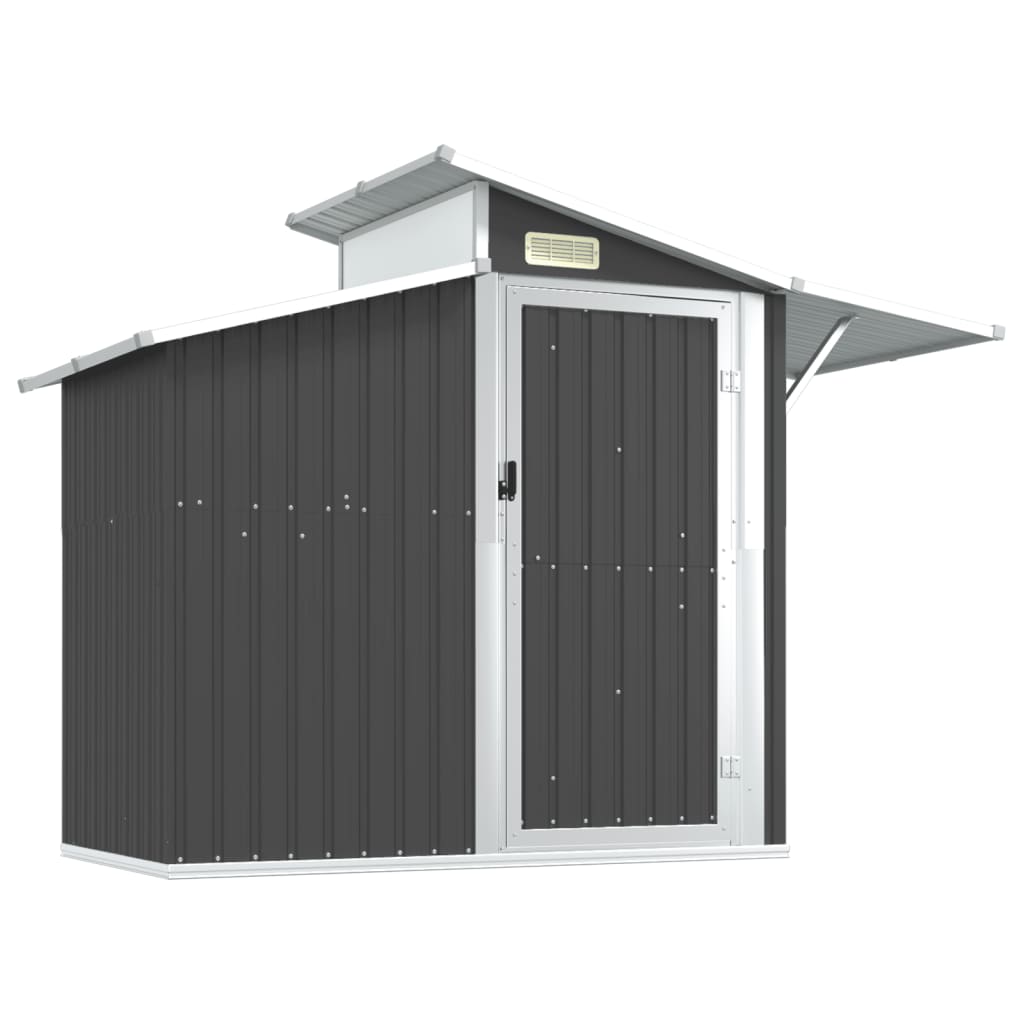 Garden Shed Anthracite 270X130x208.5 Cm Galvanised Steel Sheds Summerhouses Carports