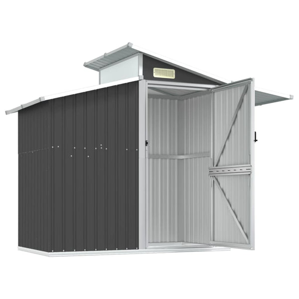 Garden Shed Anthracite 270X130x208.5 Cm Galvanised Steel Sheds Summerhouses Carports