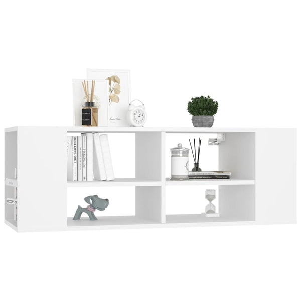 Wall Mounted Tv Cabinet White 102X35x35 Cm Engineered Wood Bookshelves