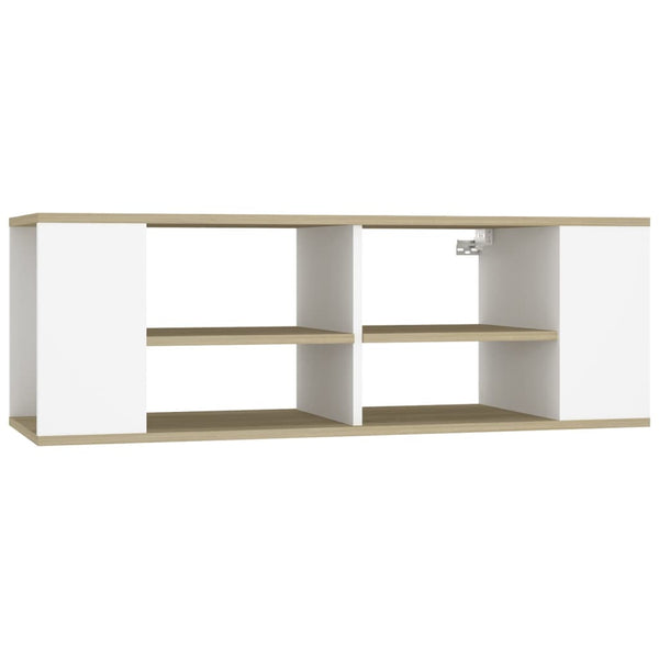 Wall Mounted Tv Cabinet White&Sonoma Oak 102X35x35cm Engineered Wood Bookshelves