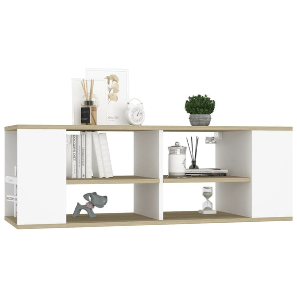 Wall Mounted Tv Cabinet White&Sonoma Oak 102X35x35cm Engineered Wood Bookshelves