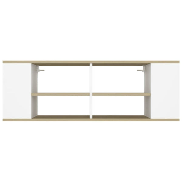 Wall Mounted Tv Cabinet White&Sonoma Oak 102X35x35cm Engineered Wood Bookshelves