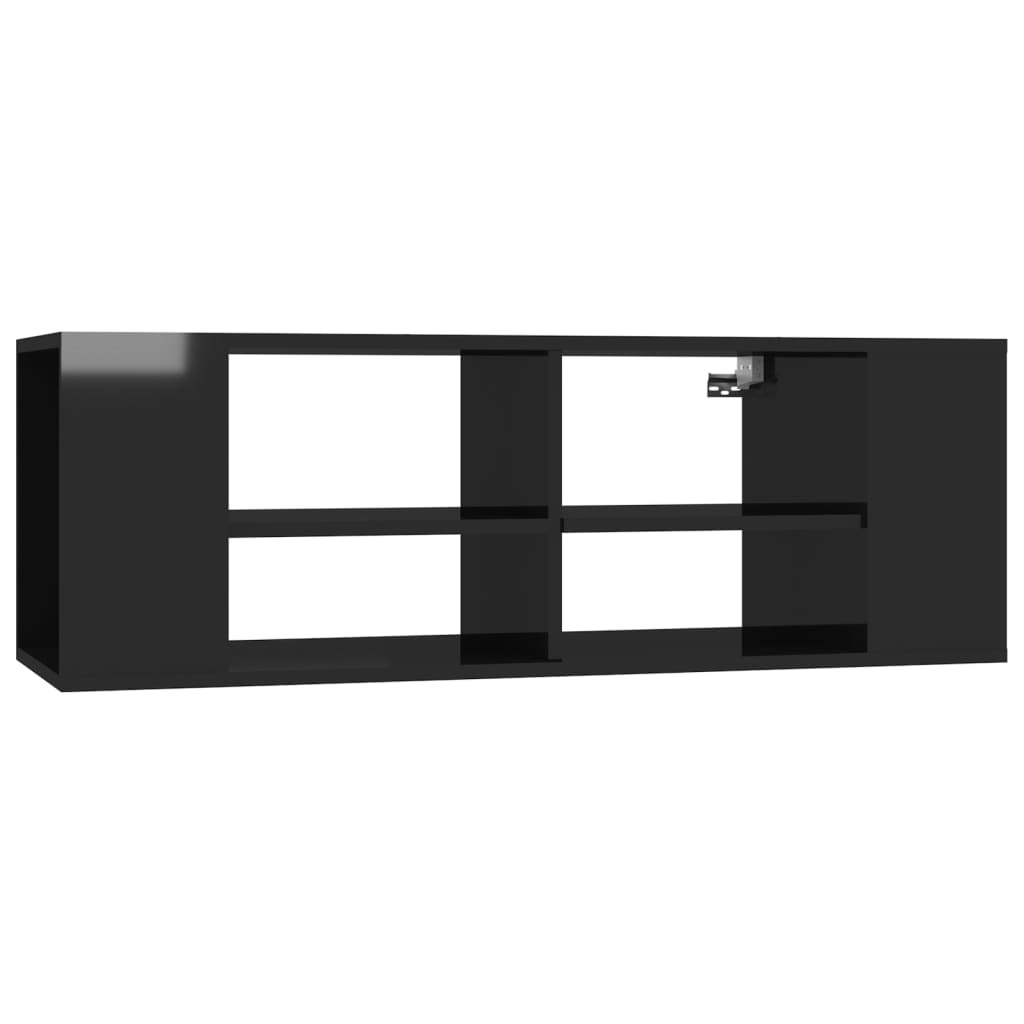Wall Mounted Tv Cabinet High Gloss Black 102X35x35 Cm Engineered Wood Bookshelves