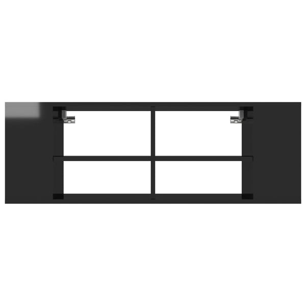 Wall Mounted Tv Cabinet High Gloss Black 102X35x35 Cm Engineered Wood Bookshelves