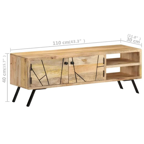Tv Cabinet 110X30x40 Cm Solid Mango Wood Tv Stands & Entertainment Units