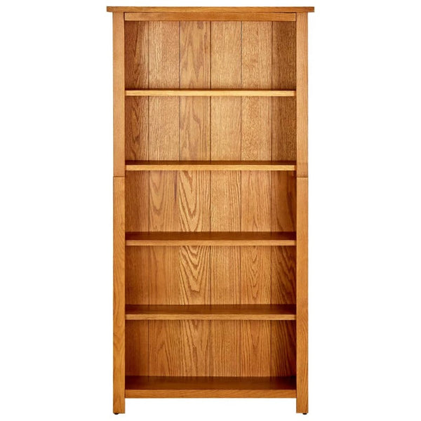 Vidaxl 5 Tier Bookcase 70X22x140 Cm Solid Oak Wood Bookshelves