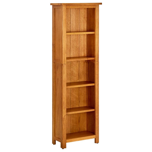 5 Tier Bookcase 45X22x140 Cm Solid Oak Wood Bookshelves
