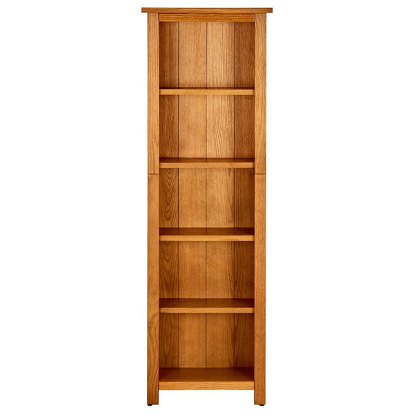 5 Tier Bookcase 45X22x140 Cm Solid Oak Wood Bookshelves