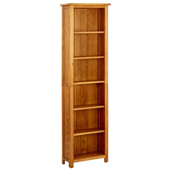 6 Tier Bookcase 52X22x180 Cm Solid Oak Wood Bookshelves