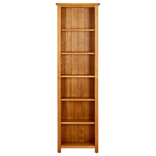 6 Tier Bookcase 52X22x180 Cm Solid Oak Wood Bookshelves