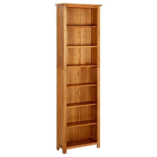 7 Tier Bookcase 60X22x200 Cm Solid Oak Wood Bookshelves