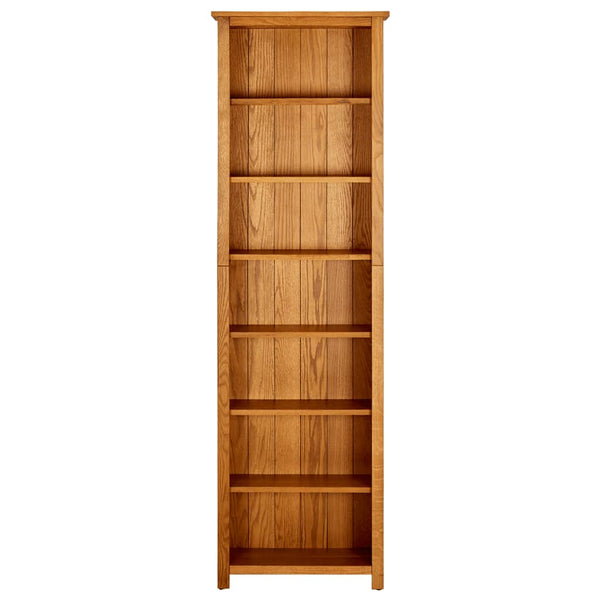 7 Tier Bookcase 60X22x200 Cm Solid Oak Wood Bookshelves