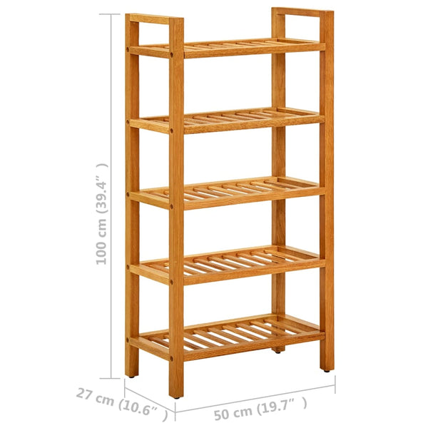 Shoe Rack With 5 Shelves 50X27x100 Cm Solid Oak Wood Shoe Racks