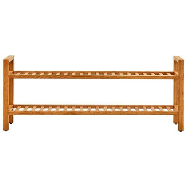 Shoe Rack With 2 Shelves 100X27x40 Cm Solid Oak Wood Shoe Racks