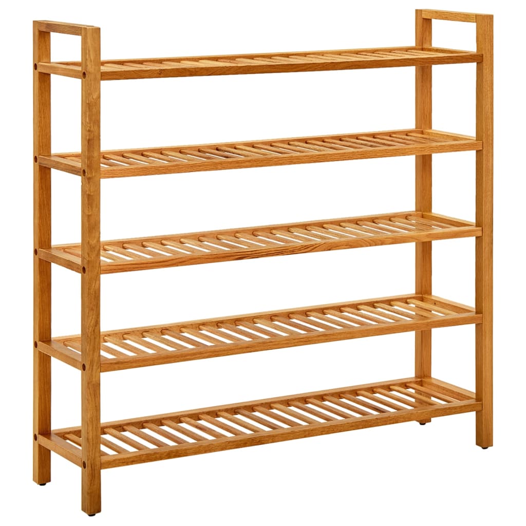 Shoe Rack With 5 Shelves 100X27x100 Cm Solid Oak Wood Shoe Racks