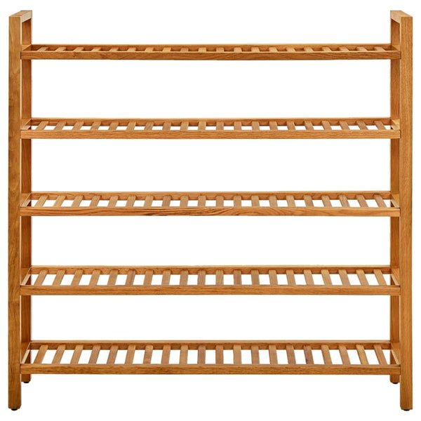 Solid Oak Wood Shoe Rack With 5 Shelves 100X27x100 Cm Shoe Racks