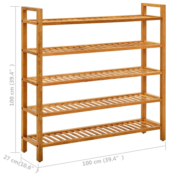 Shoe Rack With 5 Shelves 100X27x100 Cm Solid Oak Wood Shoe Racks