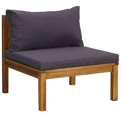 Sectional Middle Sofa With Dark Grey Cushions Solid Acacia Wood Patio Chairs