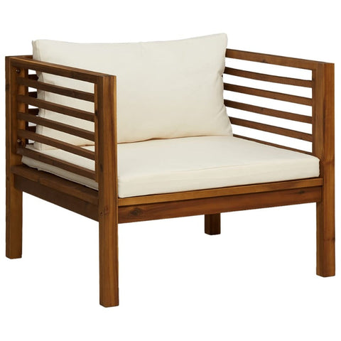 Garden Chair With Cream White Cushions Solid Acacia Wood