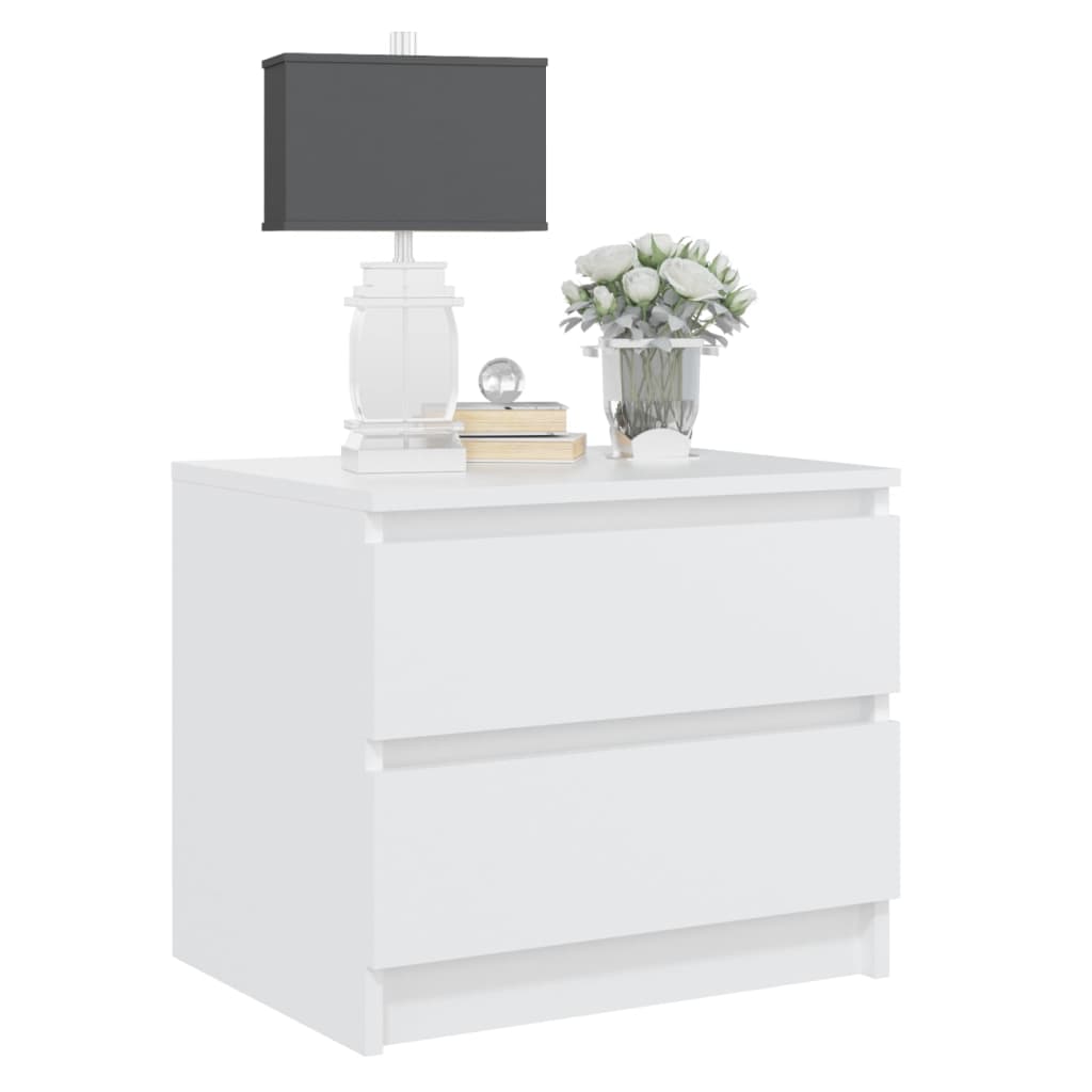 Bed Cabinet White 50X39x43.5 Cm Engineered Wood Bedside Tables