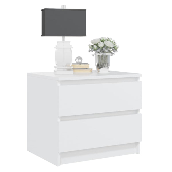 Bed Cabinet White 50X39x43.5 Cm Engineered Wood Bedside Tables