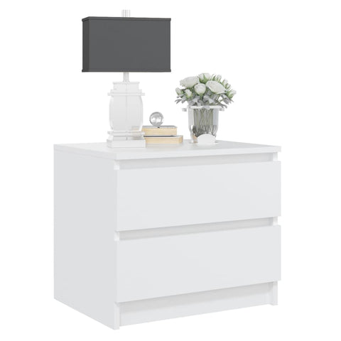 Bed Cabinet White 50X39x43.5 Cm Engineered Wood Bedside Tables