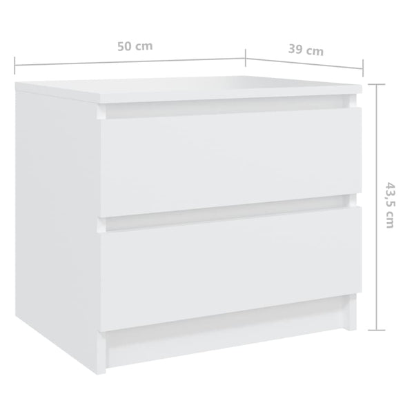Bed Cabinet White 50X39x43.5 Cm Engineered Wood Bedside Tables