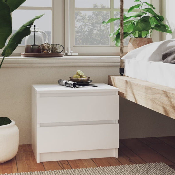 Bed Cabinet White 50X39x43.5 Cm Engineered Wood Bedside Tables