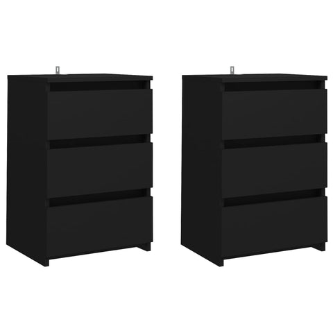 Bed Cabinets 2 Pcs Black 40X35x62.5 Cm Engineered Wood Bedside Tables