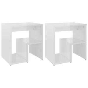 Bed Cabinets 2 Pcs High Gloss White 40X30x40 Cm Engineered Wood
