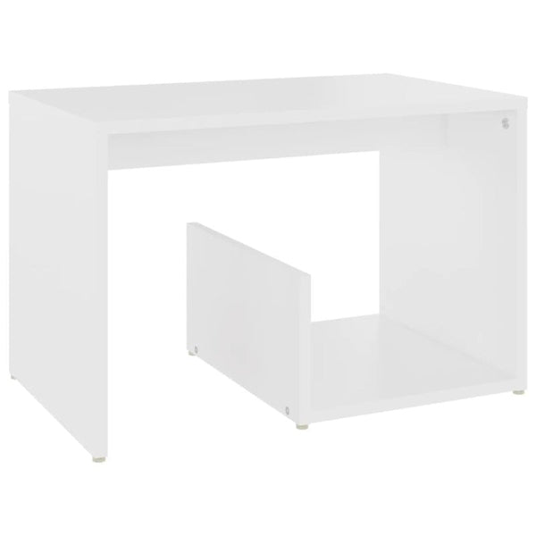 Side Table White 59X36x38 Cm Engineered Wood