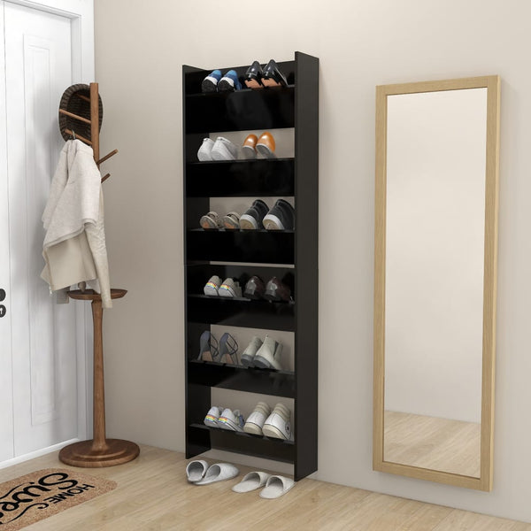 Wall 2 Pcs Black 60X18x90 Cm Engineered Wood Shoe Cabinets