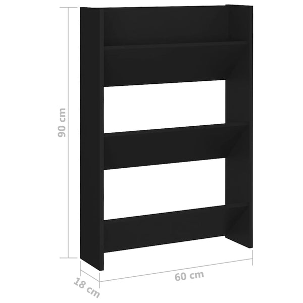Wall 2 Pcs Black 60X18x90 Cm Engineered Wood Shoe Cabinets